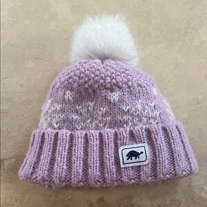 Turtles 🐢 Fur Snow Puff Toddler Cozy Pink Knit Pom-Pom Hat for Kids